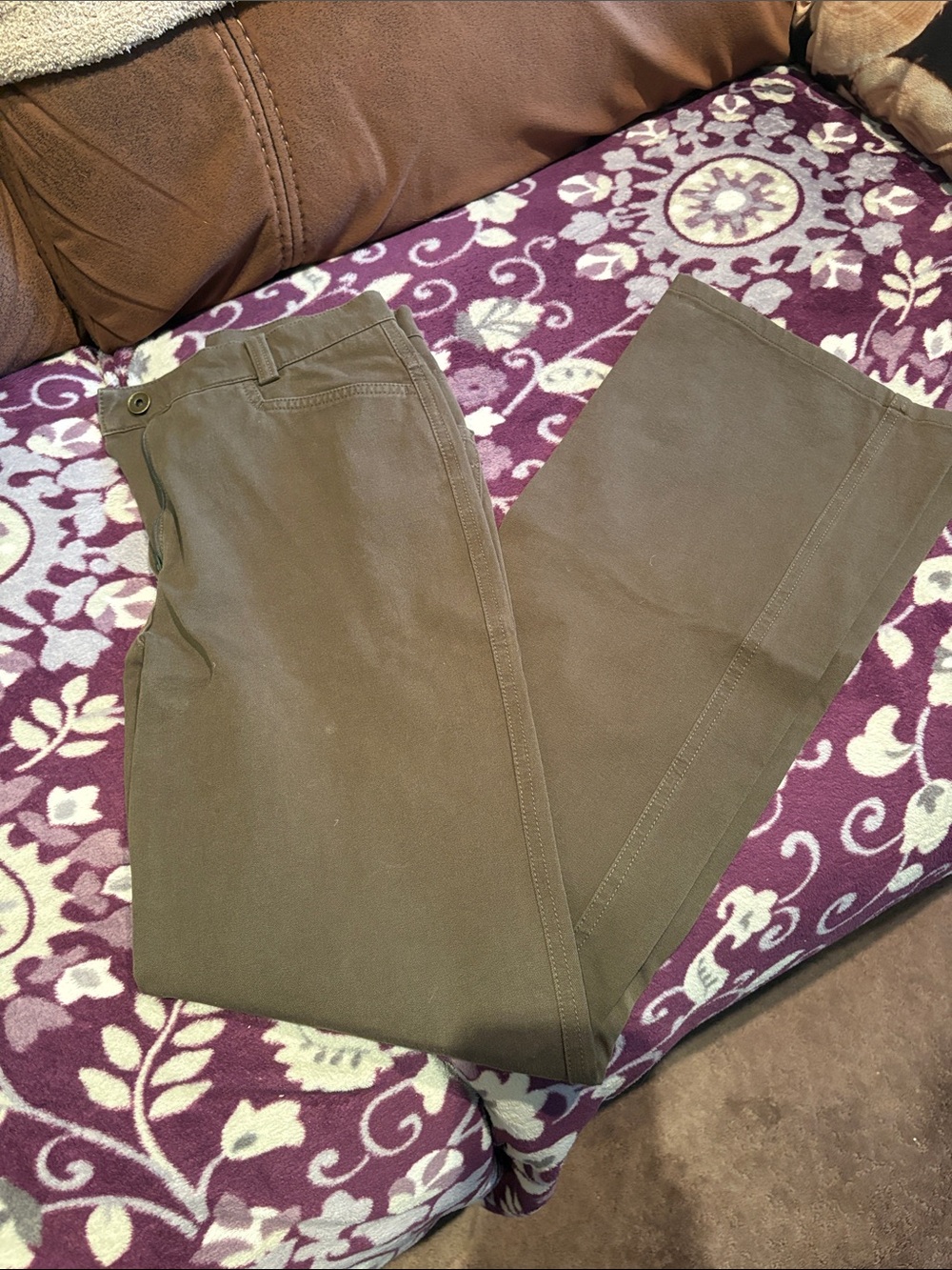Women's Wide Leg Jeans - Olive Green